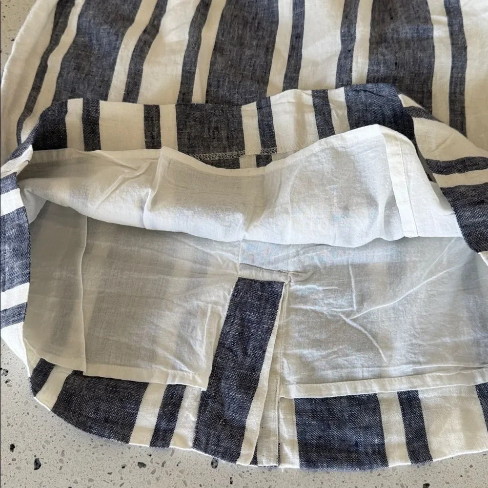 J. Crew Classic Blue and White Striped 100% Linen Skirt Women’s Size Medium Tall